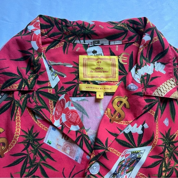 NIKBEN red printed logo short sleeve button up shirt - Picture 5 of 6